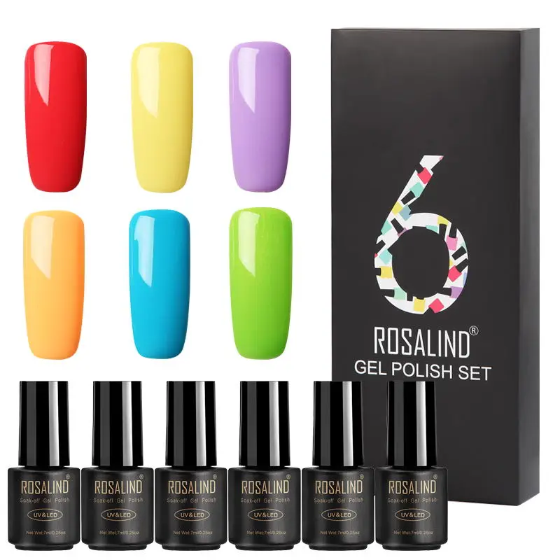 ROSALIND маникюрный набор для гель-лака для ногтей 7 мл чистый набор цветов 6 шт./партия УФ светодиодный набор для ногтей - Цвет: RATC608