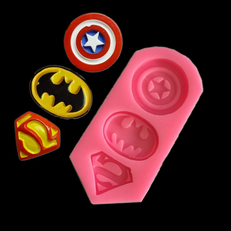 

Full New Captain America Superman Batman Marked Cake Baking Silicone Mold Kitchen DIY Candy Pudding Jelly Chocolate Baking Mold