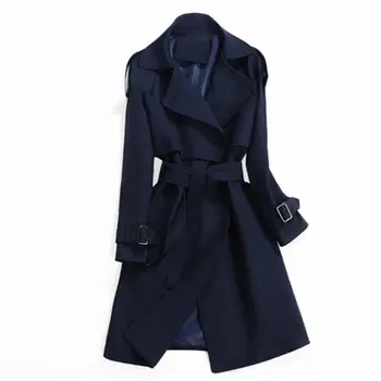 

Women 2020 Spring AutumnTrench Coat Fashion Casual Slim Long Sleeve Classic Double-Breasted Long Windbreaker Female Outwear 833