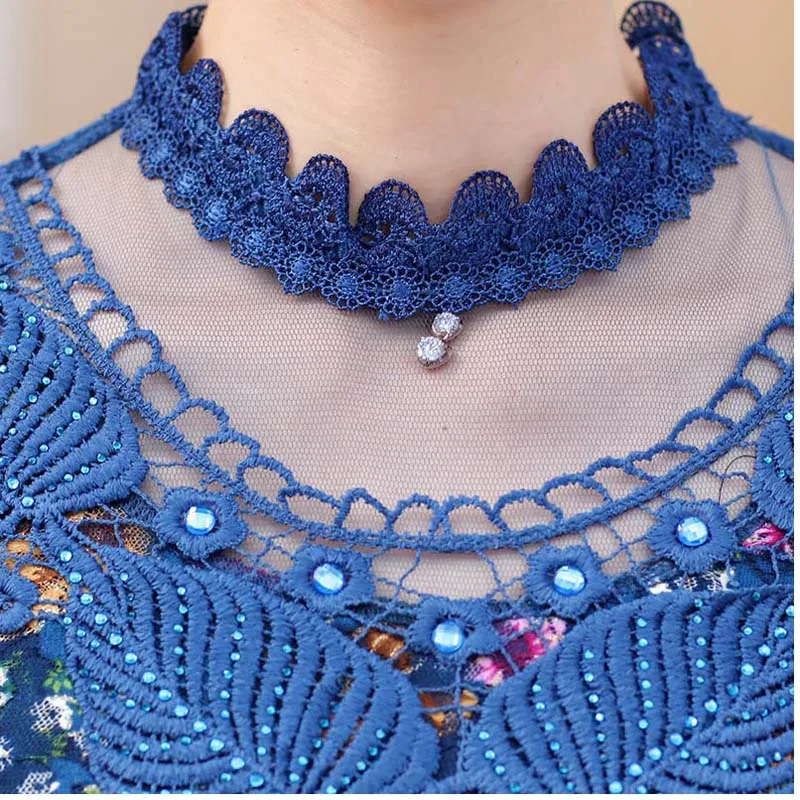 

Large size Mother loaded autumn shirt in the bottom shirt middle-aged women's lace printed long-sleeved T-shirt P7680