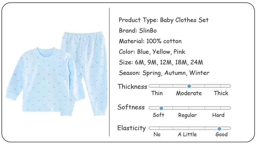 J& E/брендовые комплекты термобелья из хлопка для малышей осенне-зимняя одежда для новорожденных мальчиков и девочек 0-24 месяцев, V053