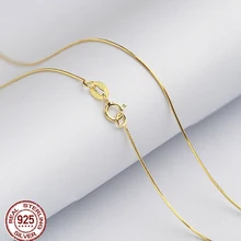 wholesale 100% 925 Sterling Silver Necklace Fashion Jewelry gold color 1mm 20