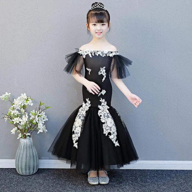 Robe sirène en dentelle pour filles, vêtements élégants, en maille, avec  des Appliques, à fleurs, pour mariage, pour adolescentes, Y480 - AliExpress