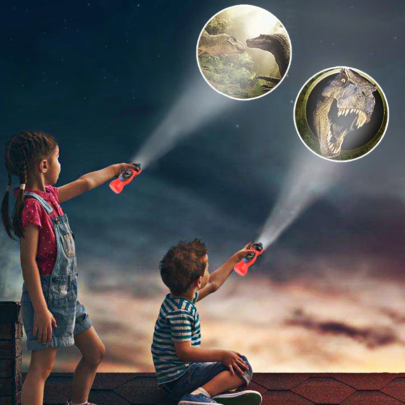 

24 Patterns Spiderman Flashlight Children Toys Cartoon Dinosaur Projector Lamp 90 Rotary Early Enlightenment Education Kids Toy
