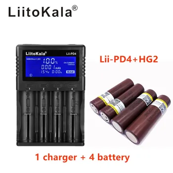 

1 pcs LiitoKala lii-PD4 LCD 3.7 v 18650 21700 Battery Charger + 4 pcs HG2 18650 3000 mah electronic cigarette rechargeable batte