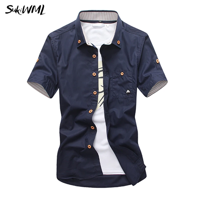 SUKIWML Men Casual Shirts 2018 New Brand Mushroon Embroidery Mens Dress Shirts Slim Fit Summer Social Short Sleeves Men's Shirt SUKIWML Men Casual Shirts 2018 New Brand Mushroon Embroidery Mens Dress Shirts Slim Fit Summer Social Short Sleeves Men's Shirt