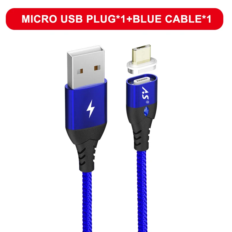 А. С микро USB Магнитный кабель Быстрая Зарядка адаптер Microusb зарядное устройство для samsung Xiaomi Tablet Android кабели для мобильных телефонов - Цвет: Blue for Micro