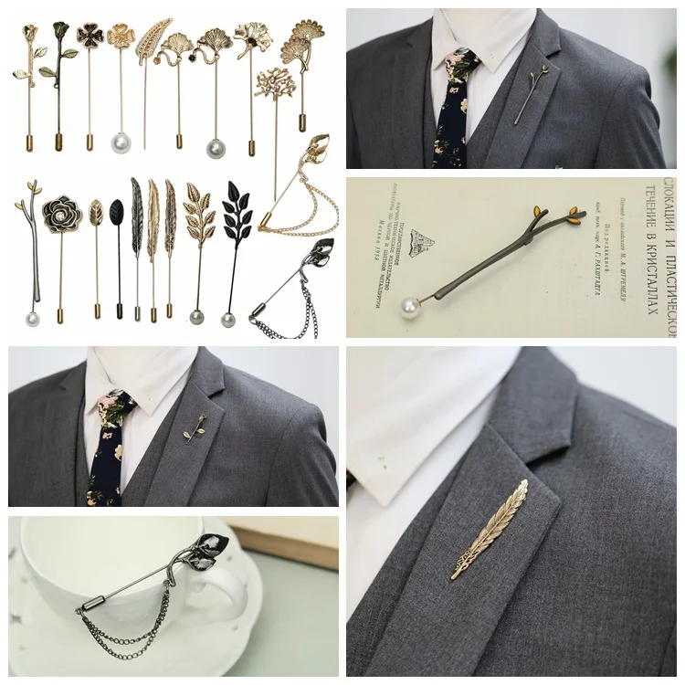 

i-Remiel Tree Leaves Animal Pearl Rose Long Needle Brooch for Men Women Shawl Cardigan Pins & Brooches Shirt Collar Accessories