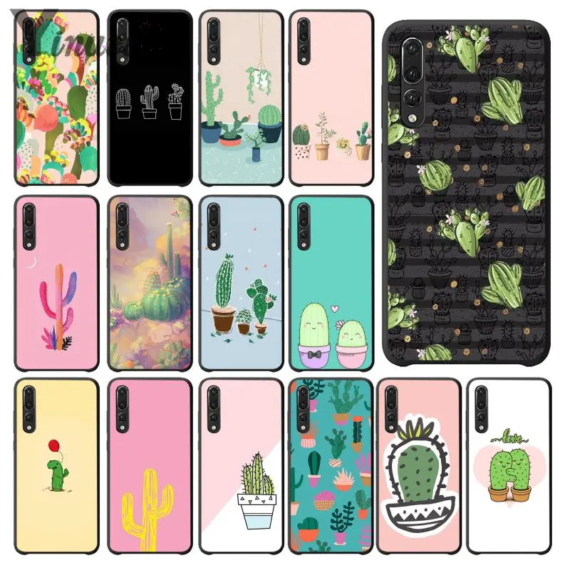 

Yinuoda Candy Color Art Cactus Plant Black Phone Case Cover for Huawei Mate10 Lite P20 Pro P9 P10 Plus Mate9 10 Honor 10 View 10