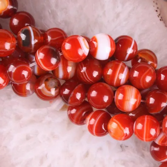 Fashion Jewelry Round Red 8MM Veins Onyx Loose Beads Strand 15.5&quot (51 beads) G037 | Украшения и аксессуары
