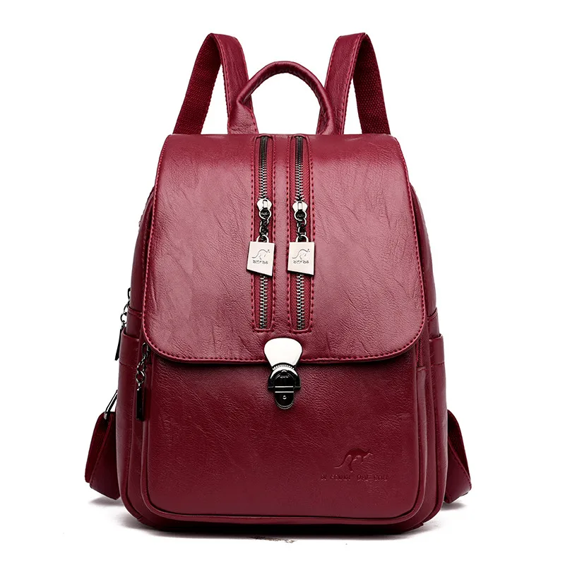 

2018 Women Leather Backpacks Vintage Female Shoulder Bag Sac a Dos Travel Ladies Bagpack Mochilas School Bags For Girls Preppy