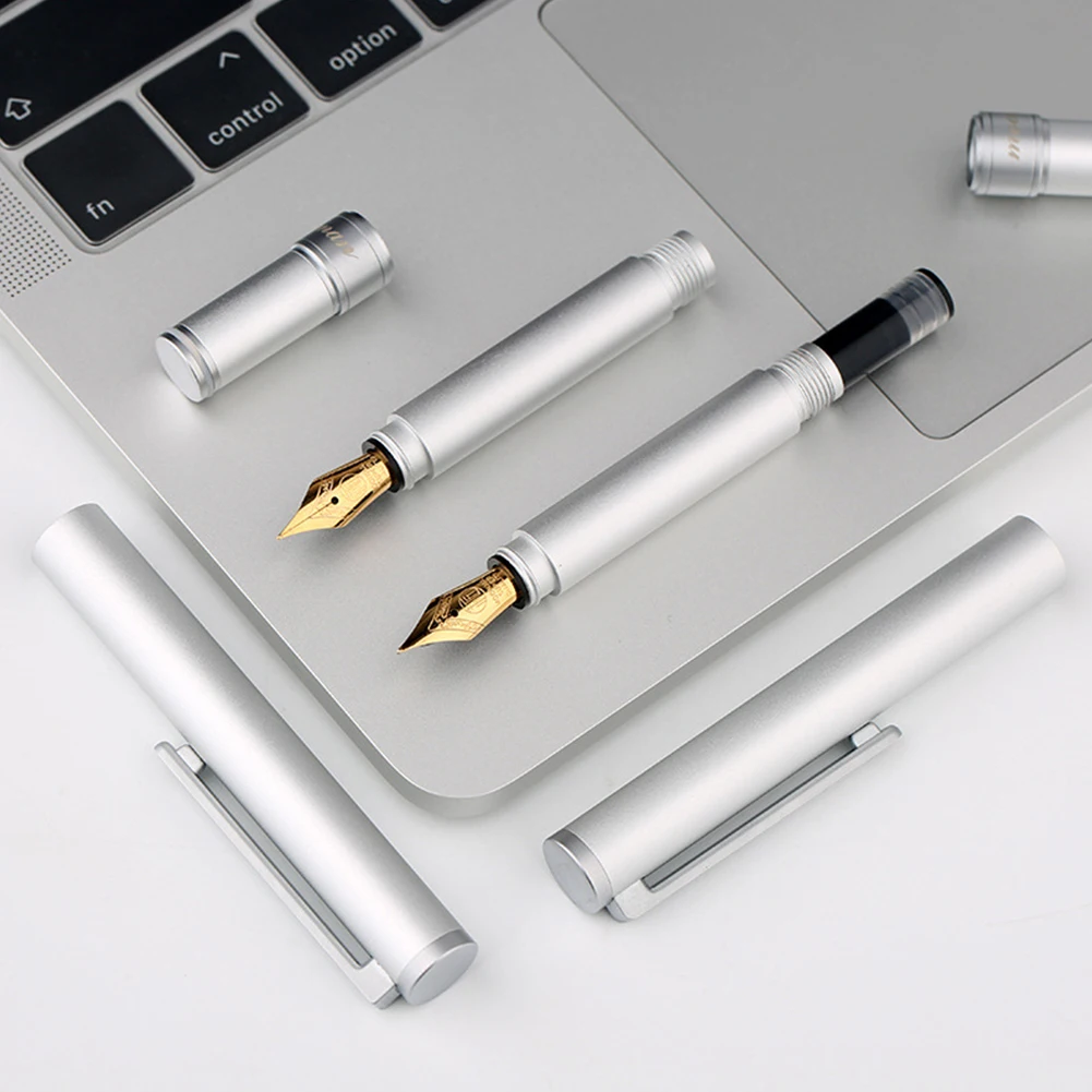 

Moonman N1 Mini Fashion Aluminum Alloy Silver Student office ink pens Fine Nib Fountain Pen For Writing Signature Travel