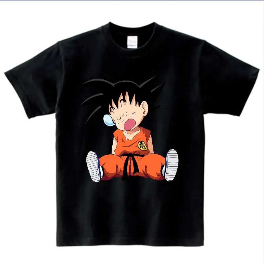 black childreT-shirt Коллекция года, Детские Забавные футболки с драконами и шариками для малышей Детская летняя одежда с короткими рукавами для мальчиков и девочек Футболка для малышей с рисунком аниме NN - Цвет: black childreT-shirt
