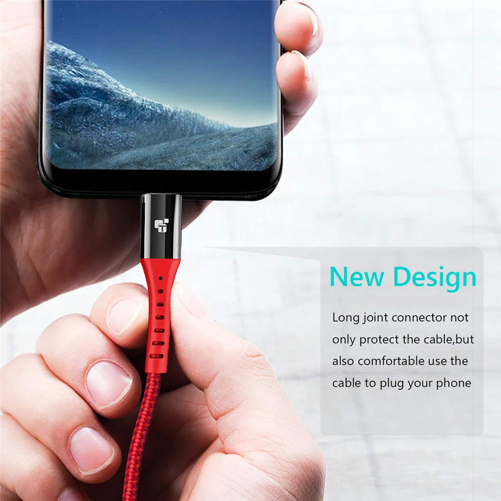 TIEGEM 2A المصغّر usb كابل النايلون مزين 1 متر سريع شحن كابل بيانات لسامسونج S7 حافة هواوي HTC شاحن هاتف محمول يعمل بنظام تشغيل أندرويد كابل