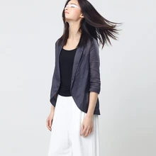 Высоко Качественные блейзеры Для женщин рами с рукавами «Три четверти» костюм на одной пуговице сезон: весна–лето повседневный костюм Mujer, Новая мода