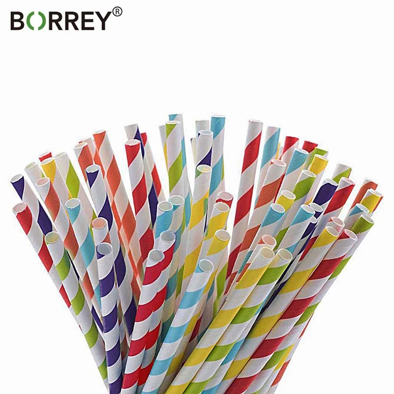 BORREY 25 шт одноразовые бумажные соломенные крафт бумаги Трубочки для питья на
