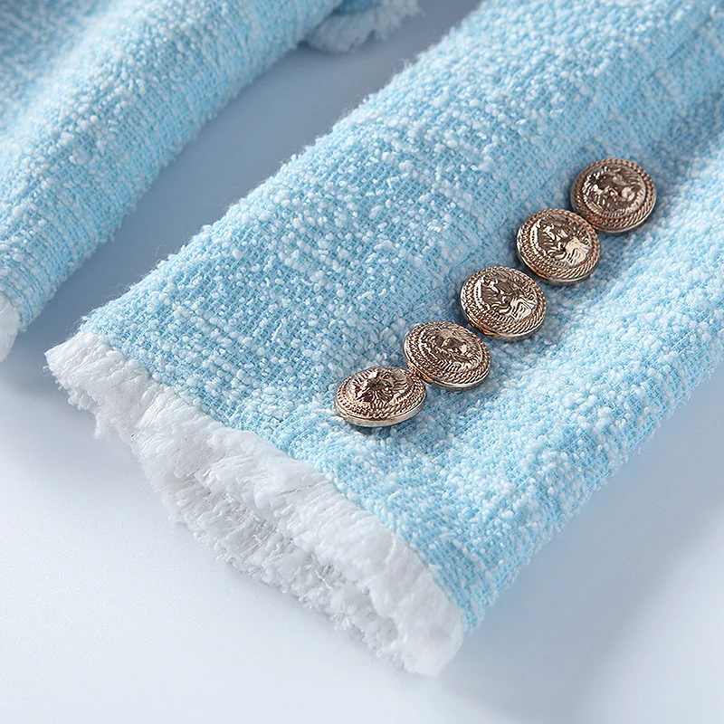 European 2018 classics double breasted tassels blazers coat Fashion slim fit women jackets coat D032