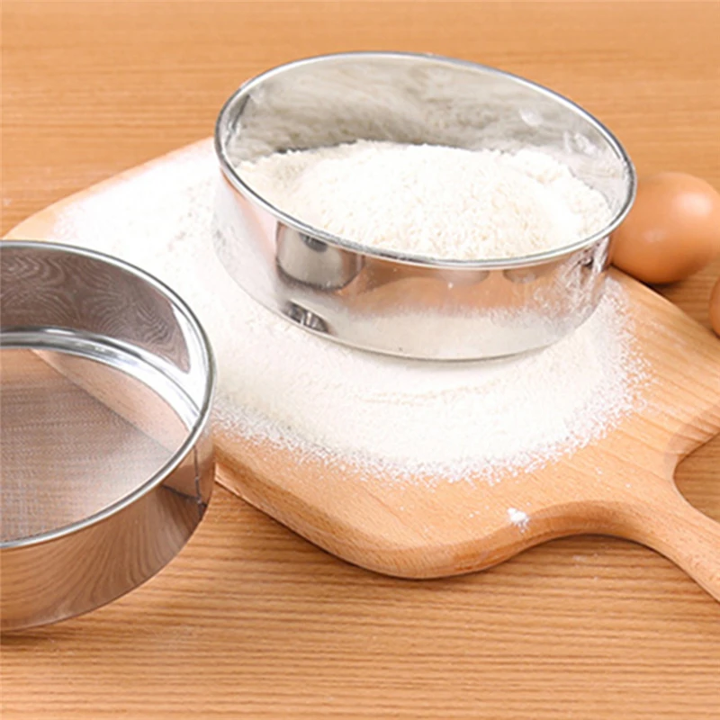 Stainless Steel Flour Sieve Sugar Powder Sifter Kitchen Cake Baking Tools Handheld Colander Strainer Flour Mesh Pastry Tool