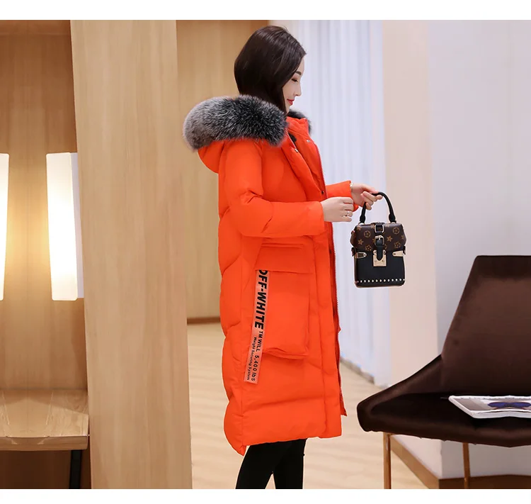 Jacket Womens Winter Long Cotton Padded Jacket Elegant Fur Collar Hooded Coats For Female 2018 New Plus Size Loose Overcoats LZ960 (22)