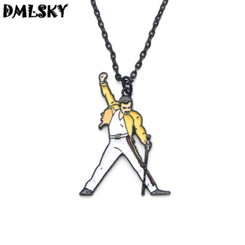 

DMLSKY 20pcs/lot Rock Singer Freddie Mercury Necklaces Alloy Metal Pendant Necklace Punk Jewelry Cosplay Gift for Men Boys M3107