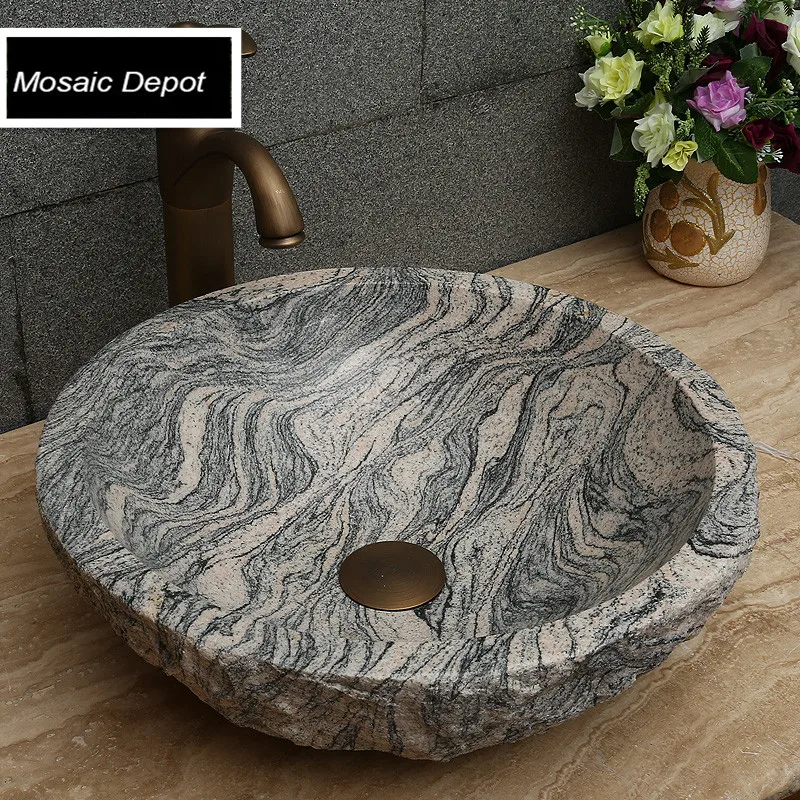 Round granite sinks bathroom stone basin countertop sinks vanity sink