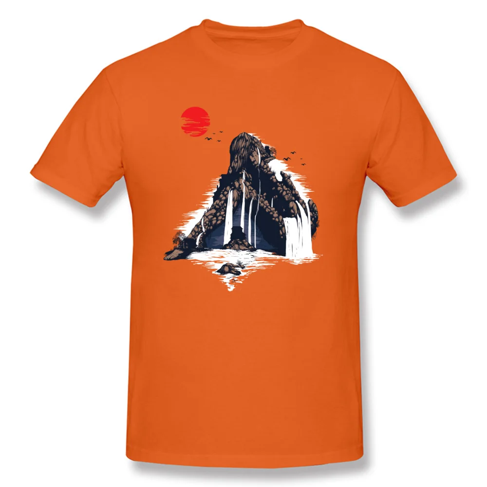 Design Short Sleeve Tops Shirts ostern Day O Neck Cotton Fabric Youth Tshirts Waterfall Design T-Shirt Prevalent Waterfall orange