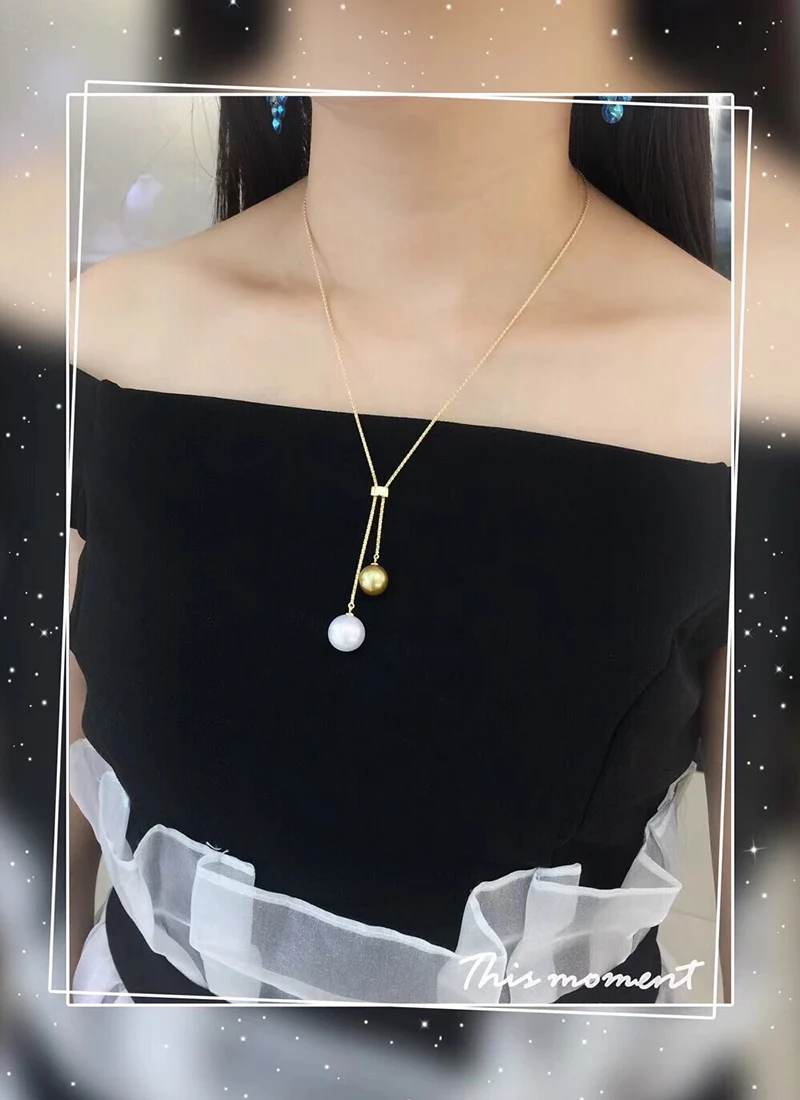 Sinya Edison golden and white pearls sweater chain 18k gold necklace for Women lover Mum 2018 News best gift (7)