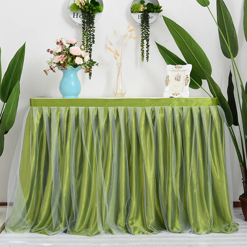 Grass green Тюлевая скатерть на заказ для свадебного стола, вечерние скатерти на день рождения, домашний декор, свадебная вуаль - Цвет: Grass green