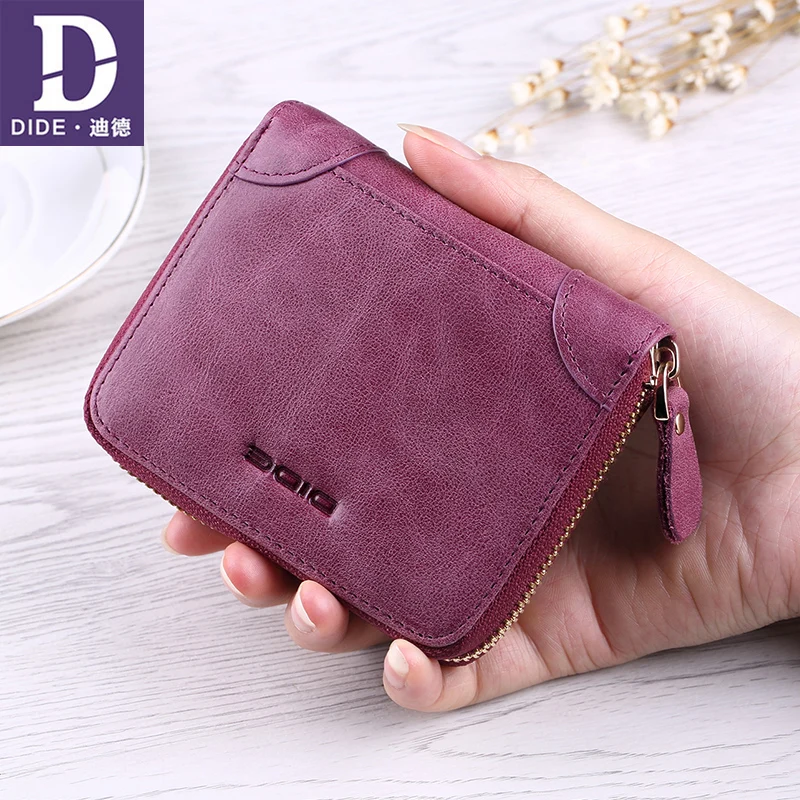 

DIDE Genuine Leather Women Wallets Brand Short mini wallet purse zipper wallet Korean wallet purse Dropshipping DQ682