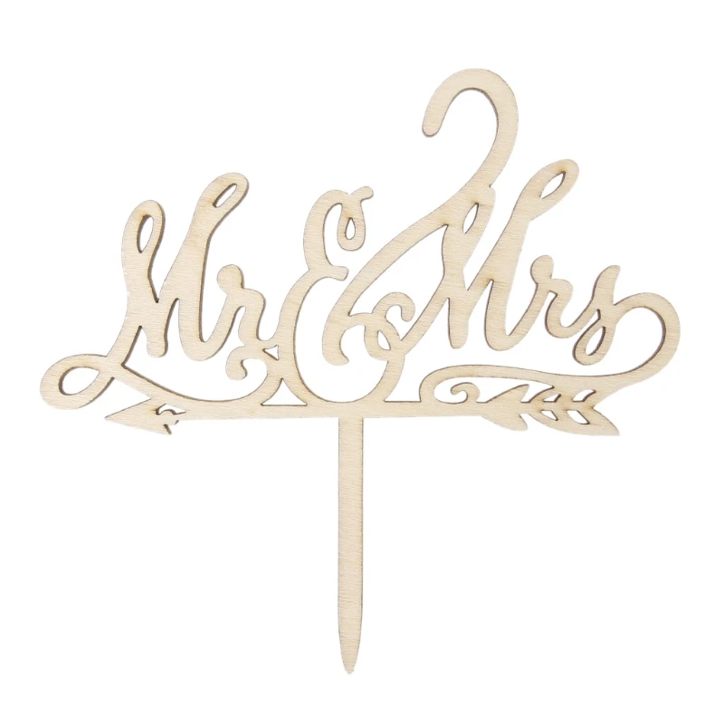 

Mr And Mrs Wooden Bride Groom Wedding Cake Topper Party Top Letter Decoration