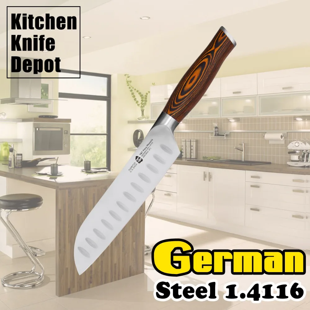 

TUO 7" Santoku Knife German Steel 1.4116 Pakkawood Handle Stainless Steel Kitchen Sharp Chef Blade Cutting Slicing Meat Cleaver