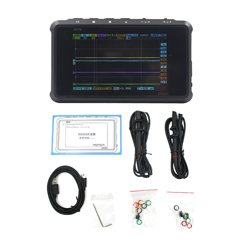 

Mini DSO203 Digital Oscilloscope USB ARM Nano Portable Osciloscopio 8MHz 4CH ARM Cortex M3 CPU Meter Aluminum Meter Case DS203
