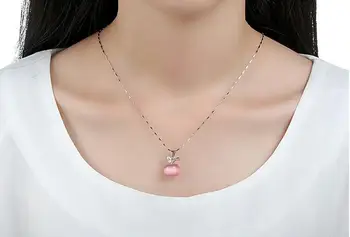 

Baroque Men Women's 925 sterling silver small apple necklace pendant temperament opal crystal necklace free shipping