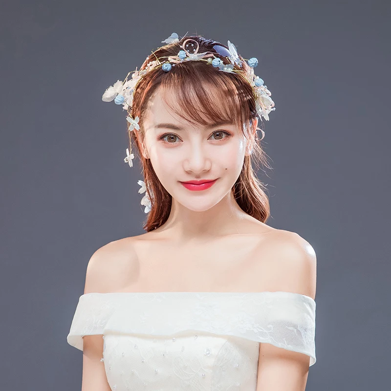 4 Pcs Fashion Gold Yarn Headbands Pearl Butterfly Rhinestone Hairbands Earrings Sets Women Jewelry Bridal Wedding Hair Ornaments | Украшения