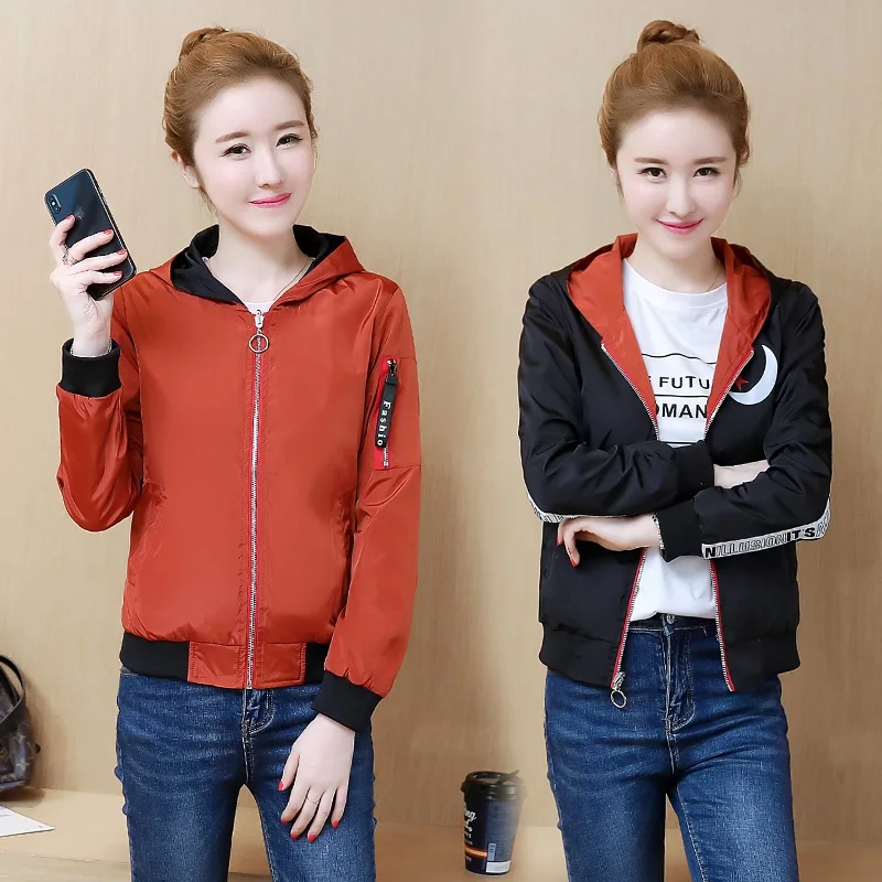 Short hoodies coat female spring autumn new spring plus size jacket women's small jacket double-faced short bomber jackets women