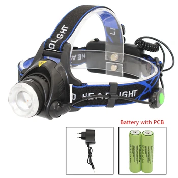

LED Headlamp Zoomable XML-T6 LED Zoom Headlight Head light lamp + 18650 PCB Battery + AC Charger