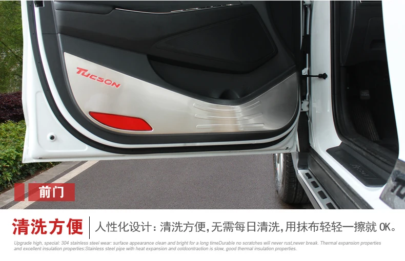 

304 Stainless Steel Door Anti-Kick Pad Door protection Cover Decoration For Hyundai Tucson 2015 2016 4PCS/SET Car-styling