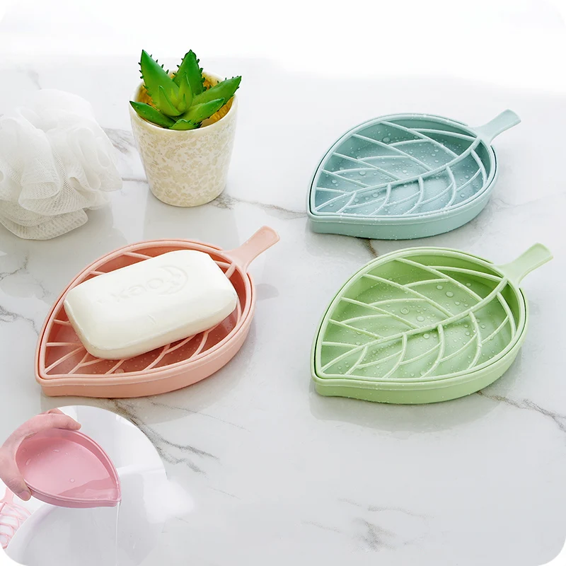 

1pc Double Layer Creative Drain Soap Box Leaf Modeling Soap Holder Soap Dish
