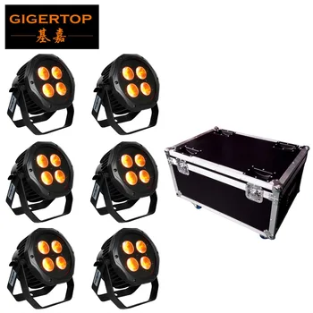 

6in1 charging Flightcase Pack 4x18W Waterproof Battery Led Par Light RGBWY UV 6 Color Outdoor Design 2.4G Remote Control