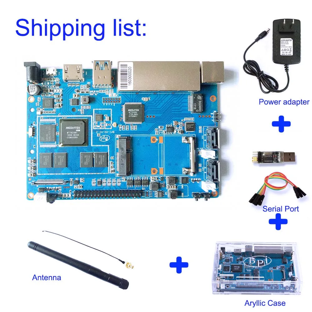 Banana PI BPI R2 умный дом провод 2 г LPDDR3+ 8GBEMMC с открытым исходным кодом макетная плата одноплатная Совместимость raspberry pi - Комплект: Комплект 2