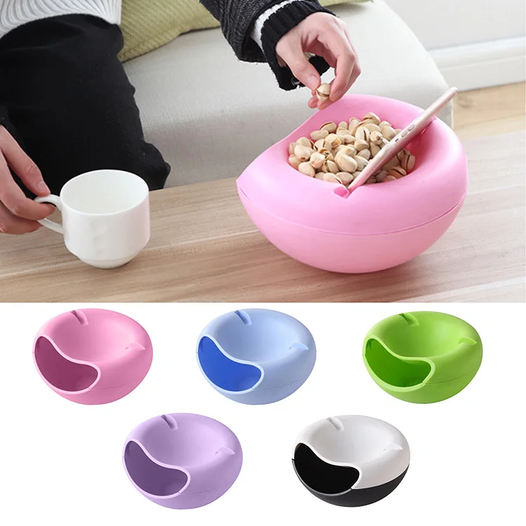 Useful Double Layers Snacks Fruit Plate Bowl Dish Phone Holder for TV Lazy Home Accessories J2Y