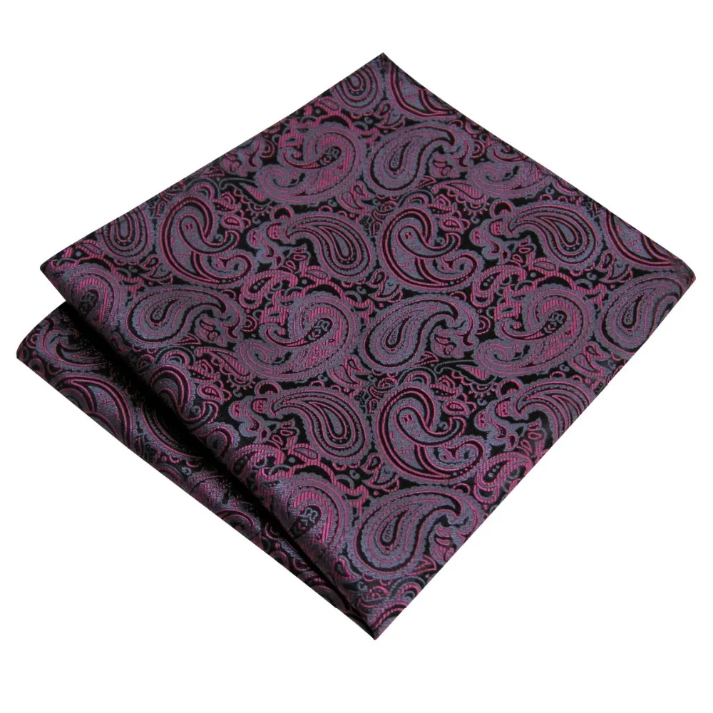 Розовый черный Пейсли мужской, карманный, квадратный модные классические носовой платок шелковое платье Ханки