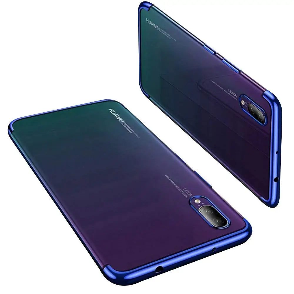 Portefeuille For Huawei P20 Pro Case Transparent Plating Frame Clear Soft Silicone Bumper Cover For Huawei P20 Lite Honor 10 V10 (2)