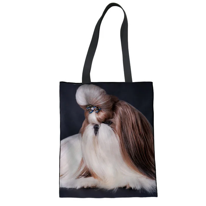 WHEREISART Shih Tzu женская сумка для покупок с принтами собак, сумка через плечо для женщин, сумка на каждый день, женская сумка на плечо - Цвет: LMF3533Z22