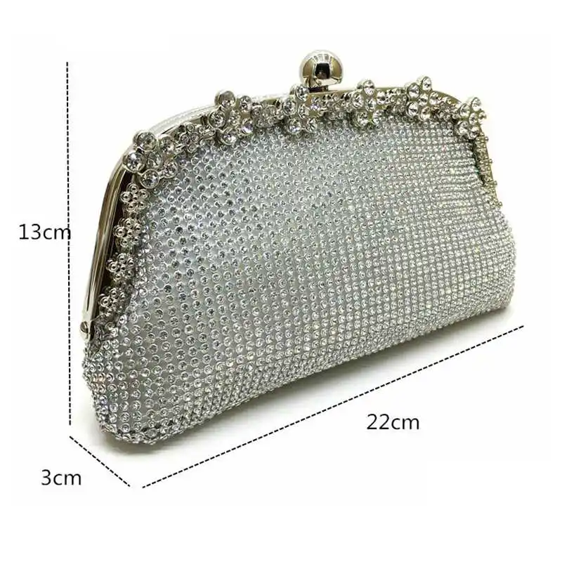 Новинка, вечерняя сумочка на цепочке с бриллиантами, серебряные свадебные сумки для невесты, женские вечерние сумки-мессенджеры, элегантный клатч