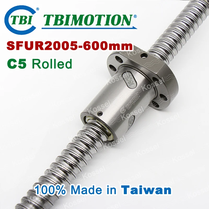 TBI 2005 C5 Rolled 600mm ball screw with SFU2005  5mm lead screws nut of SFU set end machined for high precision CNC kit