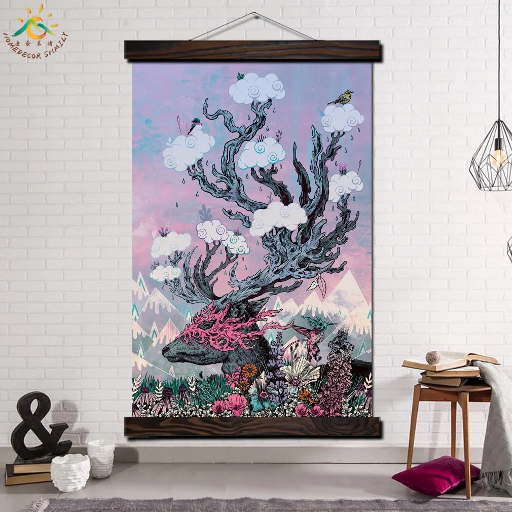 

Sika Deer Landscape Art Modern Wall Art Print Picture And Poster Frame Hanging Scroll Canvas Painting Canvas Poster Home Decor