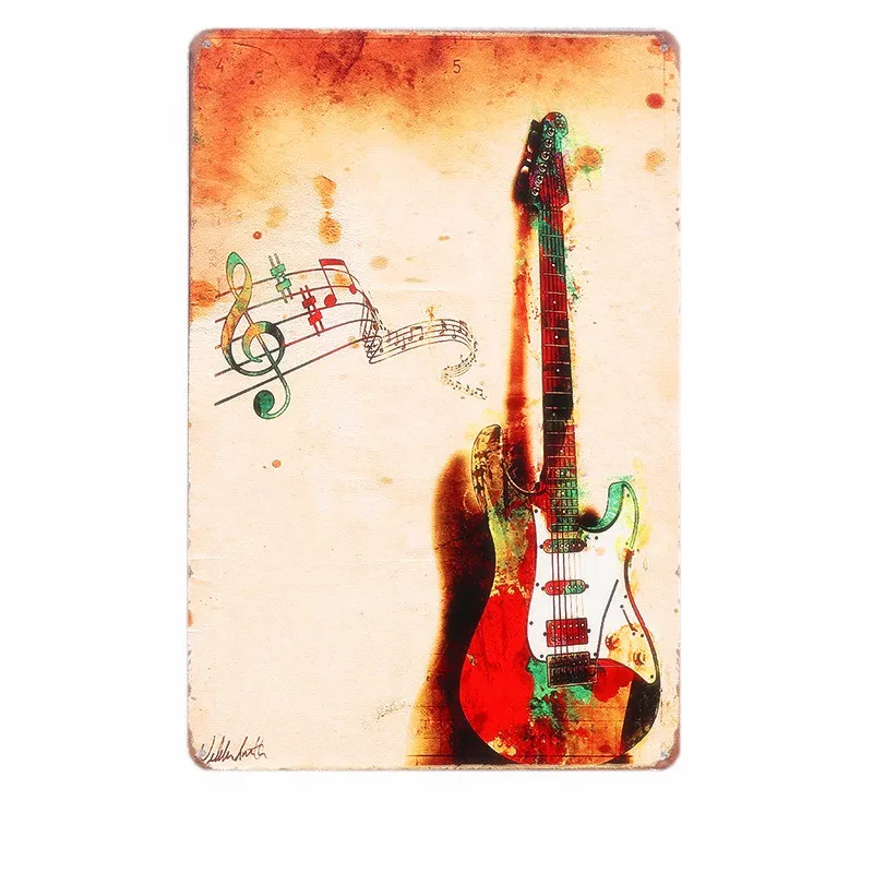 

Vintage Music and Guitar Lovely Gift Metal Tin Signs Wall Decor Art Posters Bar Retro Plaques Painting Home Decor 20x30cm N015