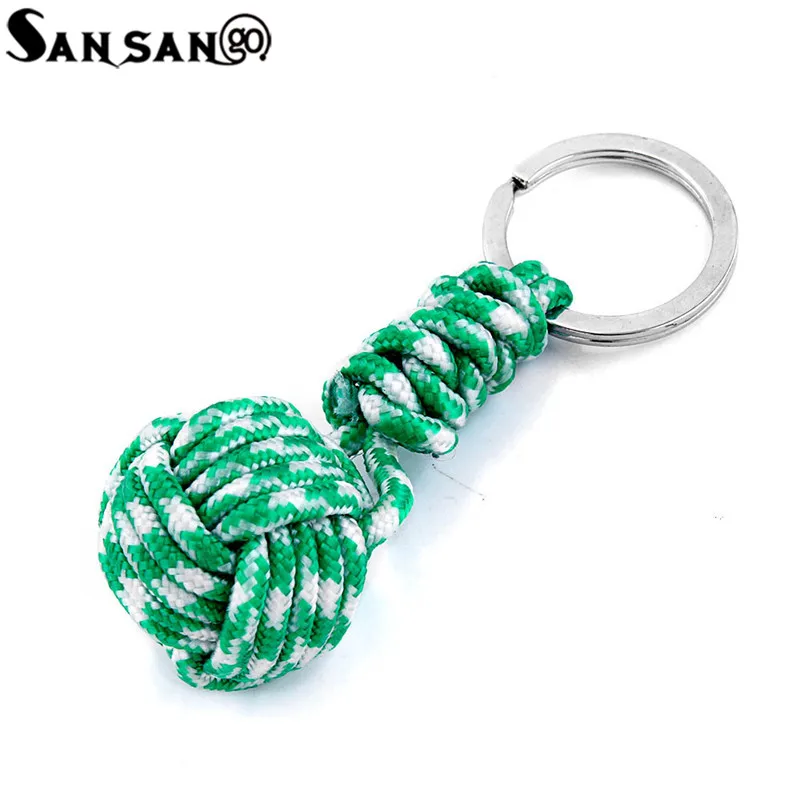 New Creative Design Polyester Braided Rope Ball fist key chain Self Defense parachute Lanyard Survival Outdoor Camping Jewelry