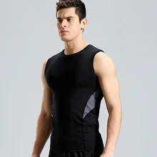 Новые компрессионные колготки Майка для тренажерного зала быстросохнущая спортивная рубашка без рукавов Мужская спортивная одежда для лета крутая мужская майка для бега